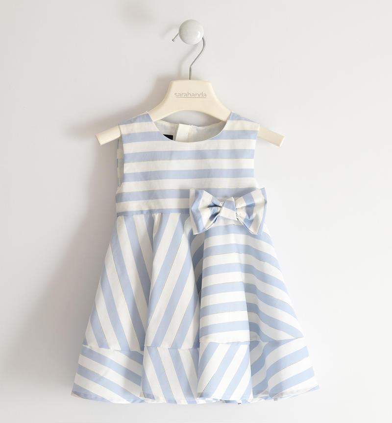Striped sleeveless dress with bow for girl from 6 months to 8 years by Sarabanda AZZURRO-3811
