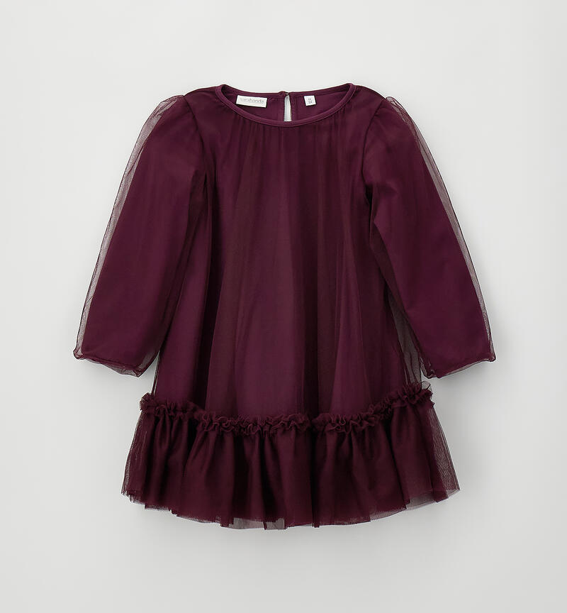 Tulle dress for girls GRAPE WINE-3055