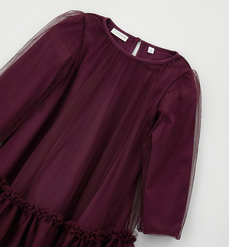 Tulle dress for girls GRAPE WINE-3055