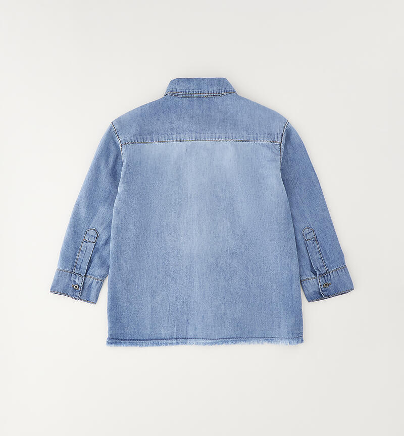 Camicia 100% cotone bambino STONE WASHED CHIARO-7400