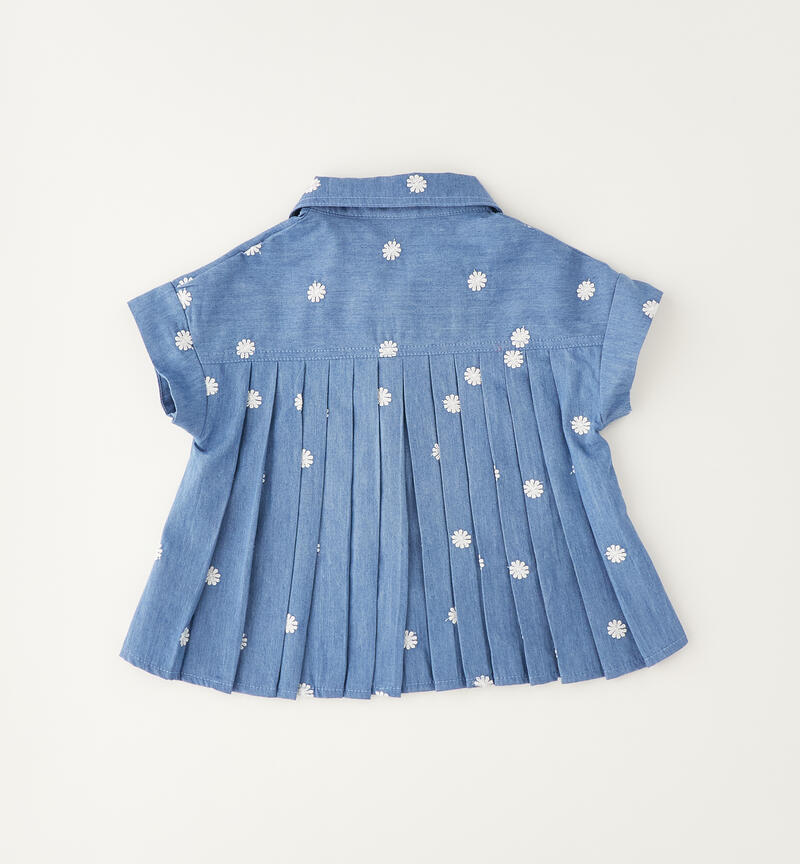 Camicia 100% cotone per bambina BLU CHIARO LAVATO-7310
