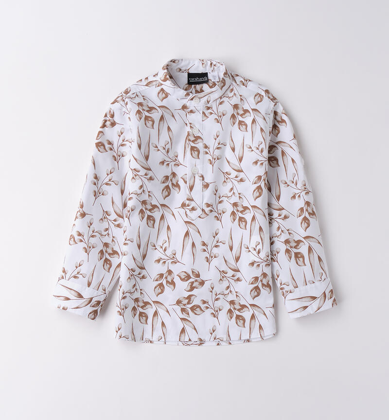 Camicia alla coreana bambino BIANO-MARRONE-6BHP