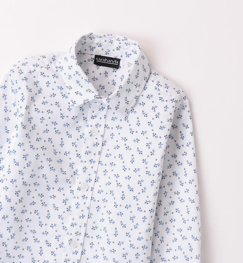 Boys' shirt with all-over pattern BIANCO-AZZURRO-6AMP