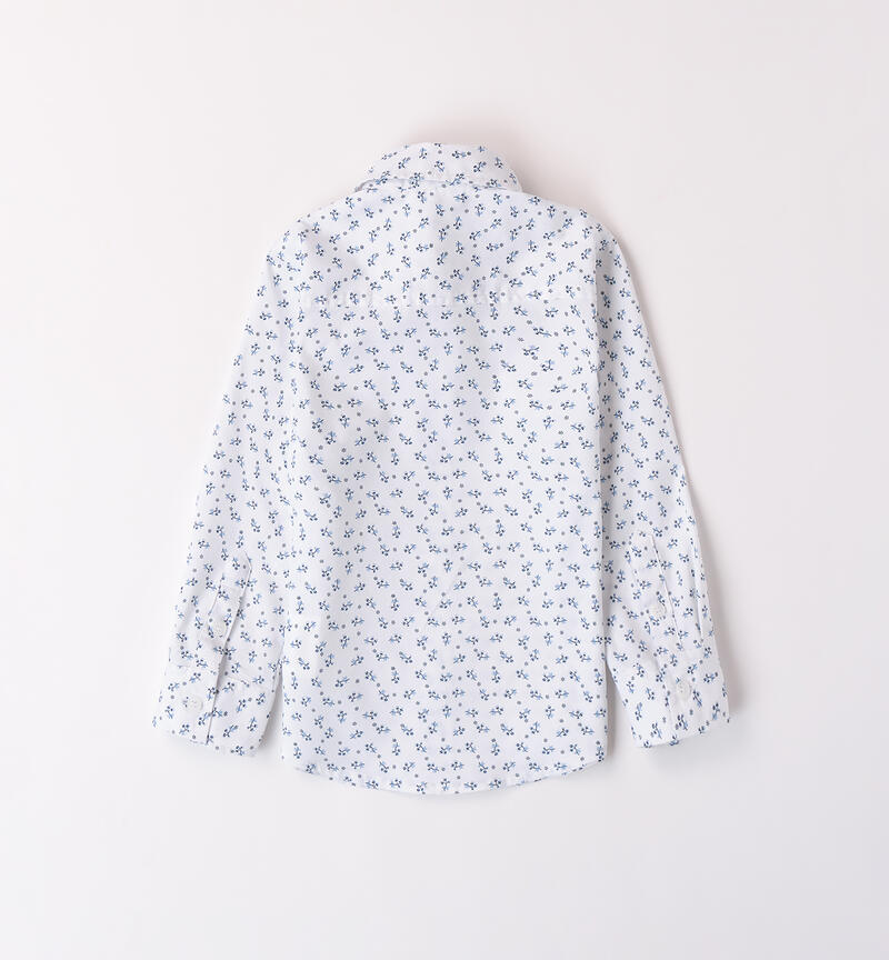 Boys' shirt with all-over pattern BIANCO-AZZURRO-6AMP