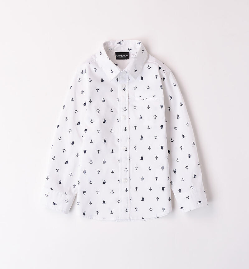 Boys' shirt with all-over pattern BIANCO-NAVY-6AHT