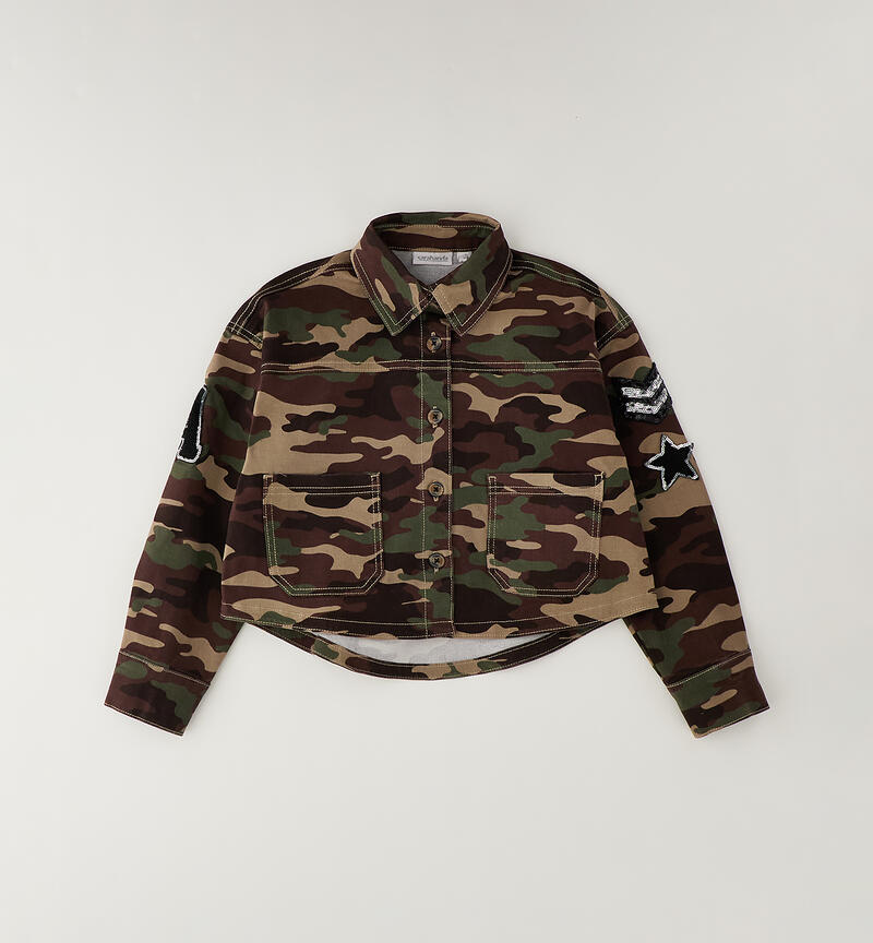 Camicia camouflage ragazza MARRONE-VERDE-6CFS