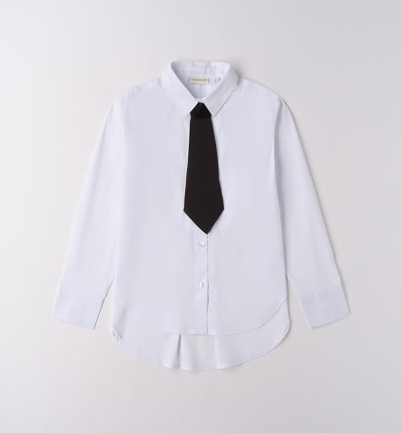 Camicia con cravatta ragazza BIANCO-0113