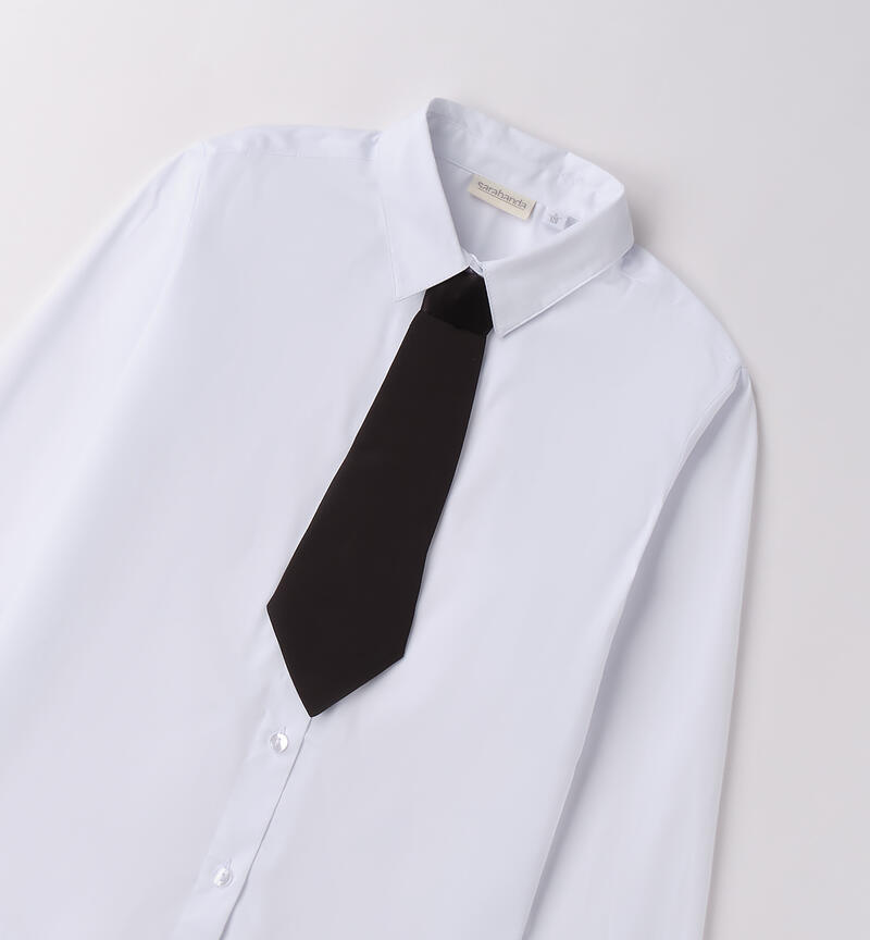Camicia con cravatta ragazza BIANCO-0113