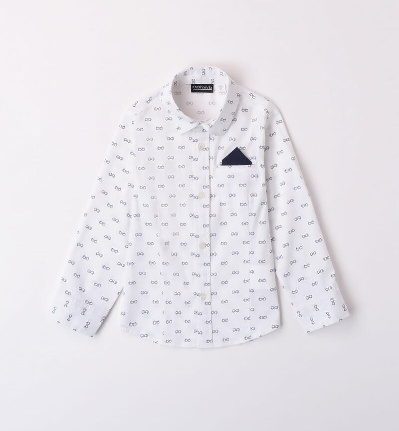 Sarabanda shirt with a breast pocket for boys from 9 months to 8 years BIANCO-NAVY-6K48