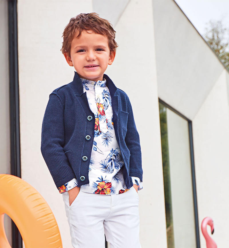 Camicia coreana bambino da 9 mesi a 8 anni Sarabanda BIANCO-BLU-6VP8