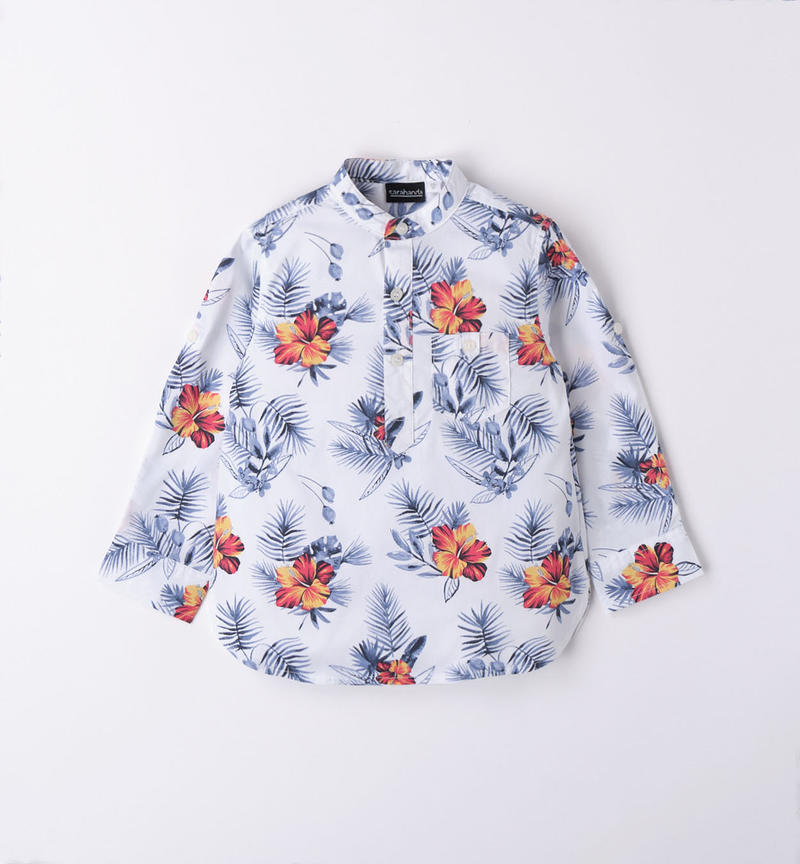 Camicia coreana bambino da 9 mesi a 8 anni Sarabanda BIANCO-BLU-6VP8