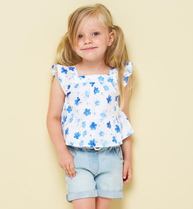 Camicia estiva bambina BIANCO-AZZURRO-6CAN