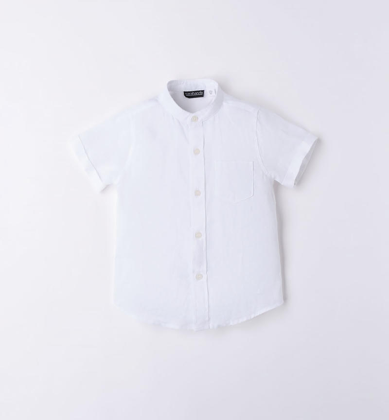 Sarabanda linen summer shirt for boys from 9 months to 8 years BIANCO-0113