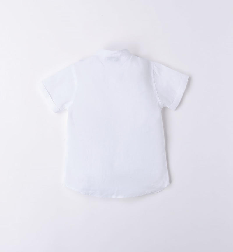 Sarabanda linen summer shirt for boys from 9 months to 8 years BIANCO-0113