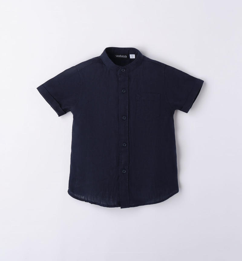 Sarabanda linen summer shirt for boys from 9 months to 8 years NAVY-3854
