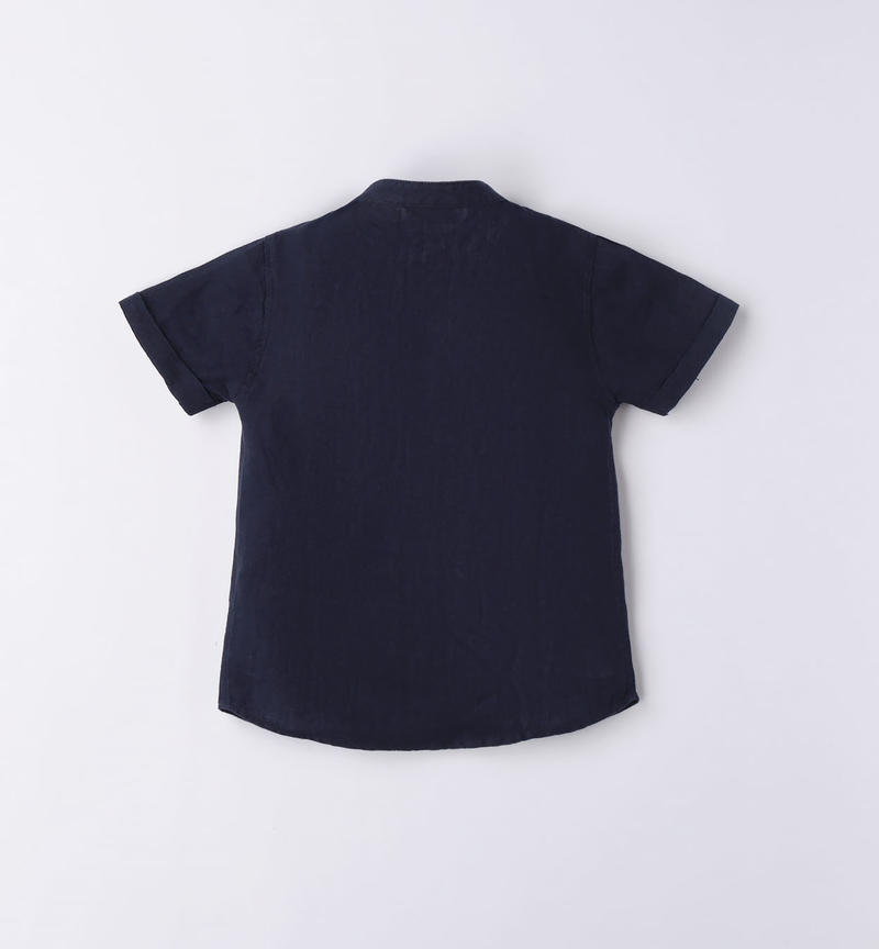 Sarabanda linen summer shirt for boys from 9 months to 8 years NAVY-3854