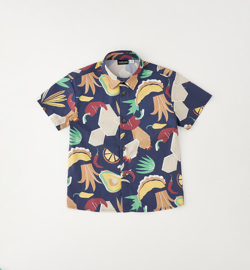 Camicia estiva per bambino BIANCO-BLU-6BZG