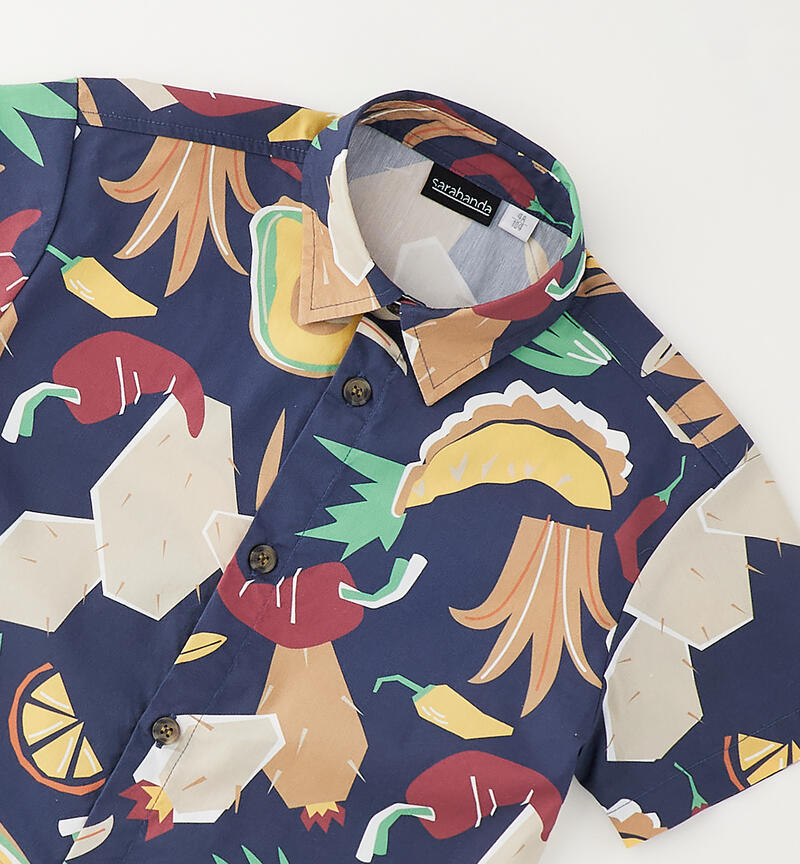 Summer shirt for children BIANCO-BLU-6BZG