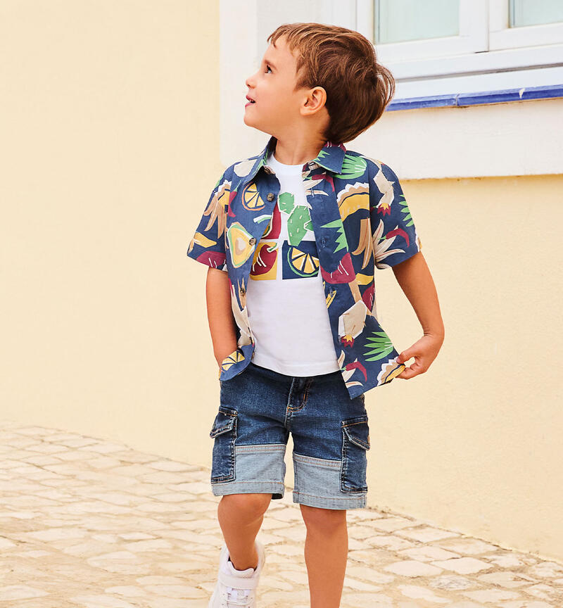 Summer shirt for children BIANCO-BLU-6BZG