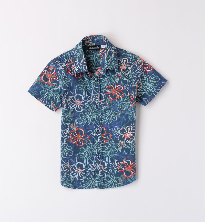 Boys' Hawaiian shirt  NAVY-MULTICOLOR-6AHR