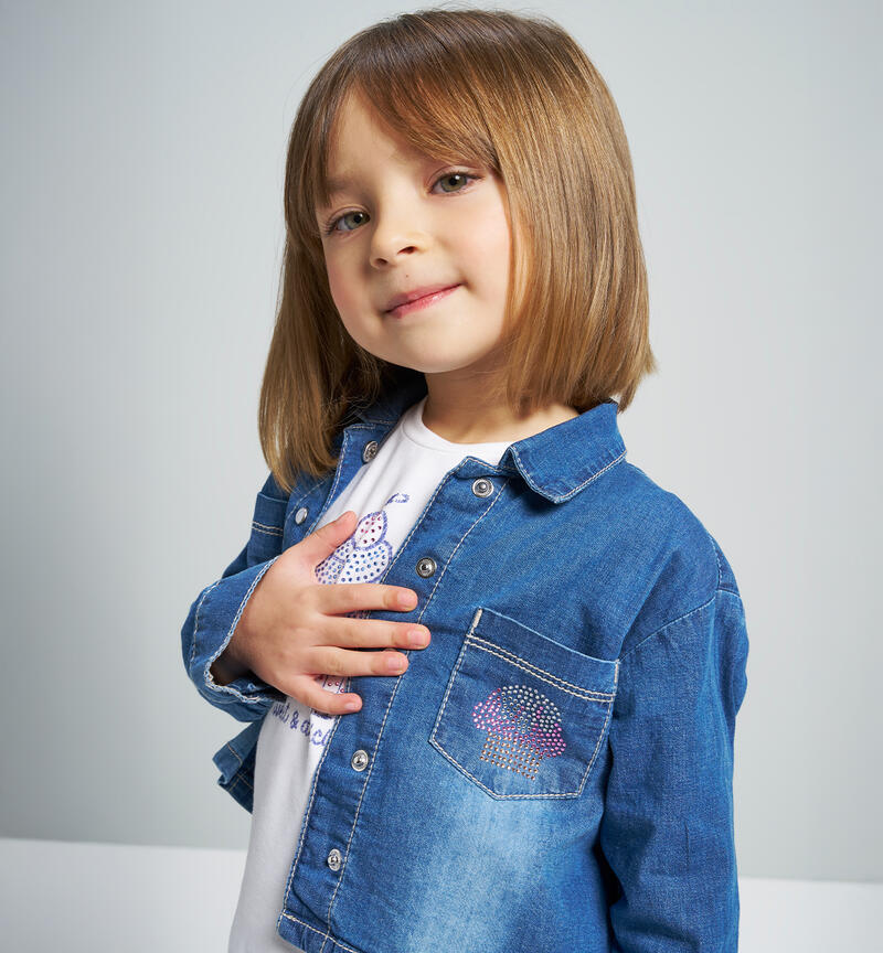 Camicia jeans bambina STONE WASHED CHIARO-7400