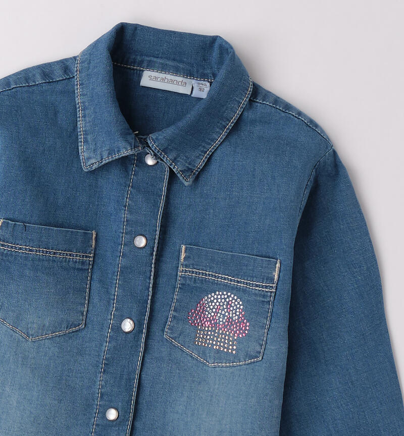 Camicia jeans bambina STONE WASHED CHIARO-7400