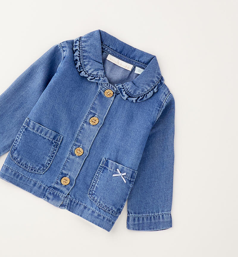 Baby girl's denim shirt STONE WASHED CHIARO-7400