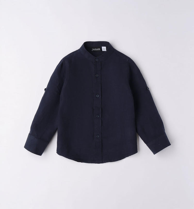 Camicia lino bambino da 6 mesi a 8 anni Sarabanda NAVY-3854