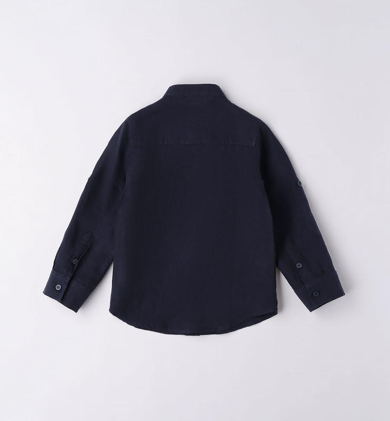 Sarabanda linen shirt for boys from 6 months to 8 years NAVY-3854