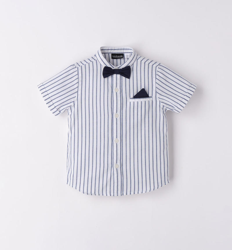 Sarabanda boys' short-sleeved shirt with a bow tie for boys from 9 months to 8 years BLU INDIGO-3647