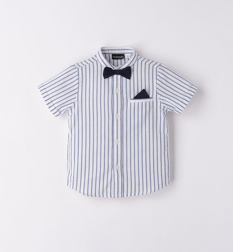 Sarabanda boys' short-sleeved shirt with a bow tie for boys from 9 months to 8 years BLU INDIGO-3647