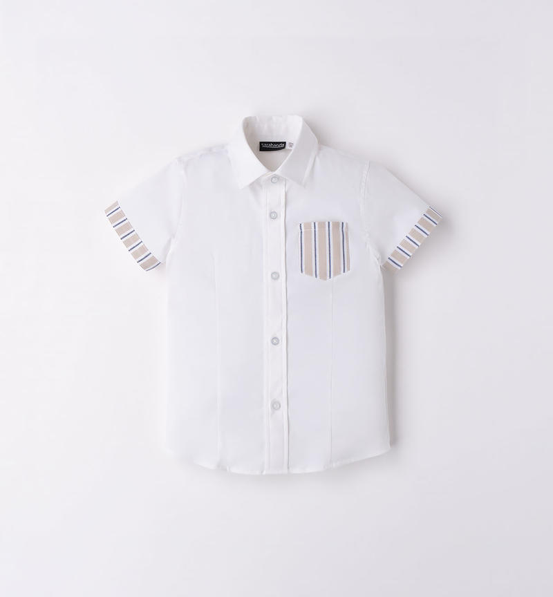 Sarabanda short-sleeved shirt with a pocket for boys from 9 months to 8 years BIANCO-0113