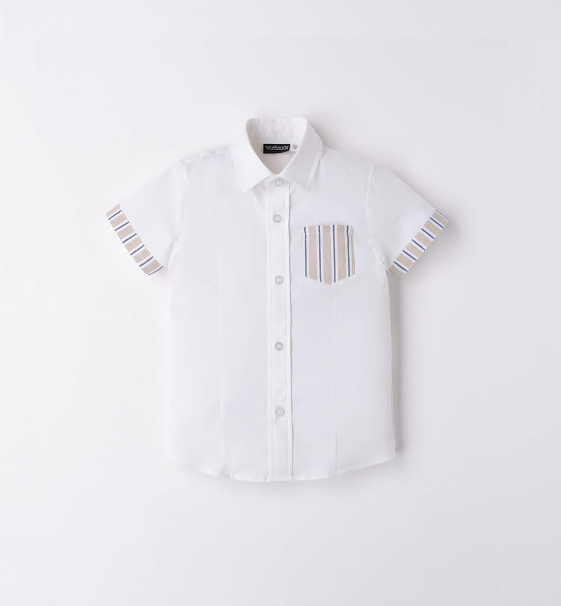 Camicia manica corta con taschino per bambino da 9 mesi a 8 anni Sarabanda BIANCO-0113