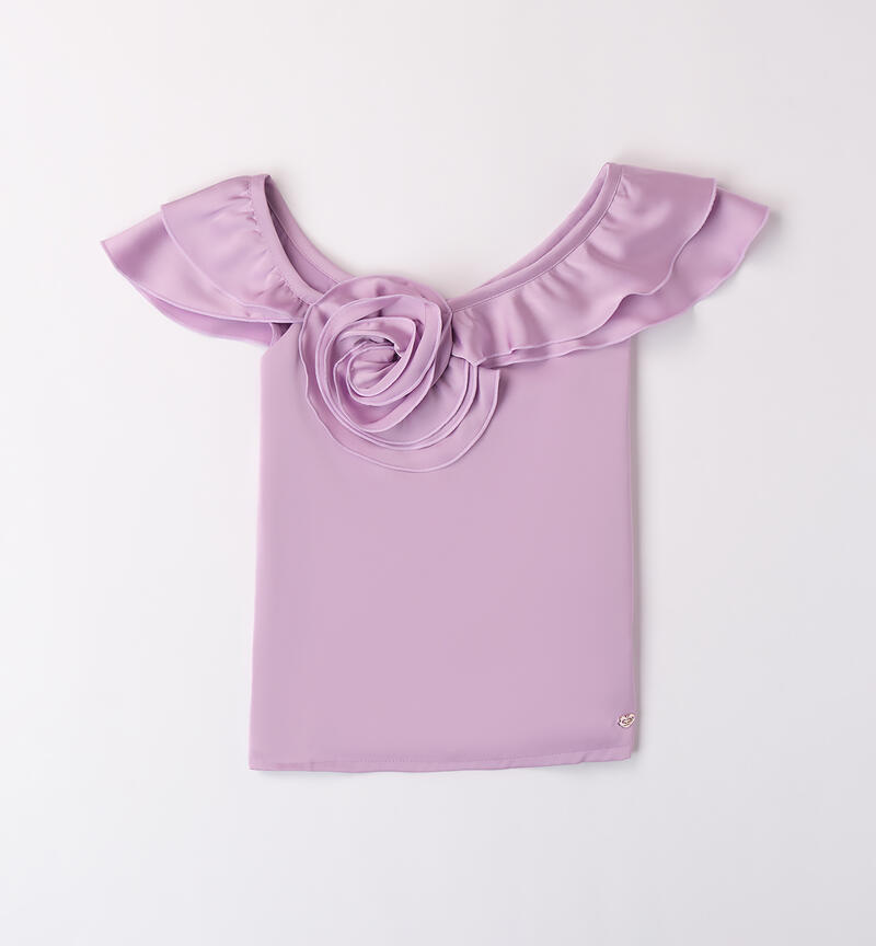 Camicia per ragazza con fiore LILAC-3323