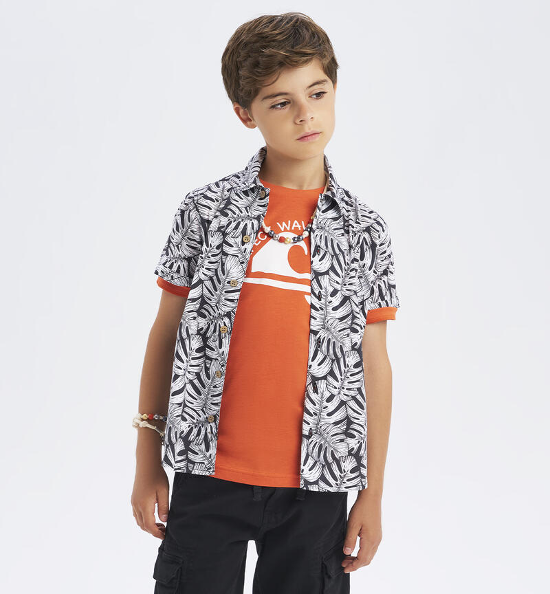 Camicia per ragazzo con collana BIANCO-NERO-6ALD