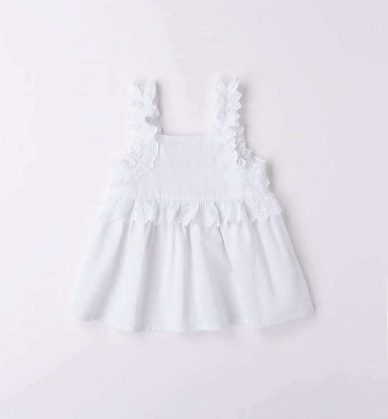 Sarabanda broderie anglaise top for girls from 9 months to 8 years BIANCO-0113