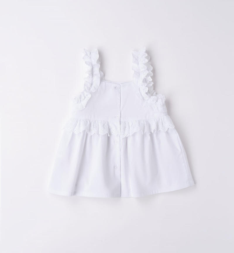 Sarabanda broderie anglaise top for girls from 9 months to 8 years BIANCO-0113