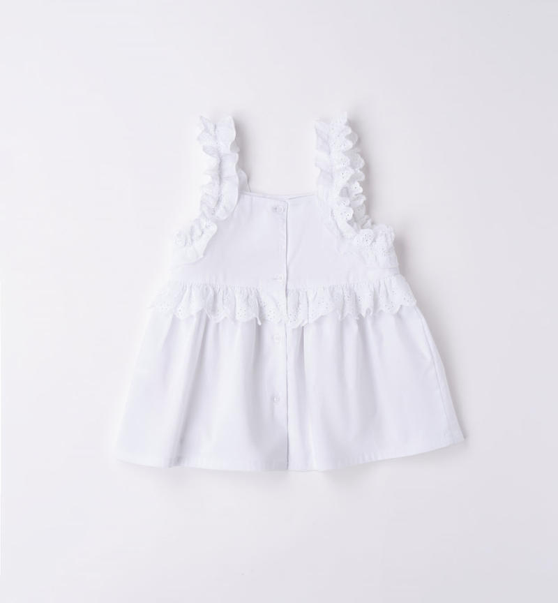 Sarabanda broderie anglaise top for girls from 9 months to 8 years BIANCO-0113