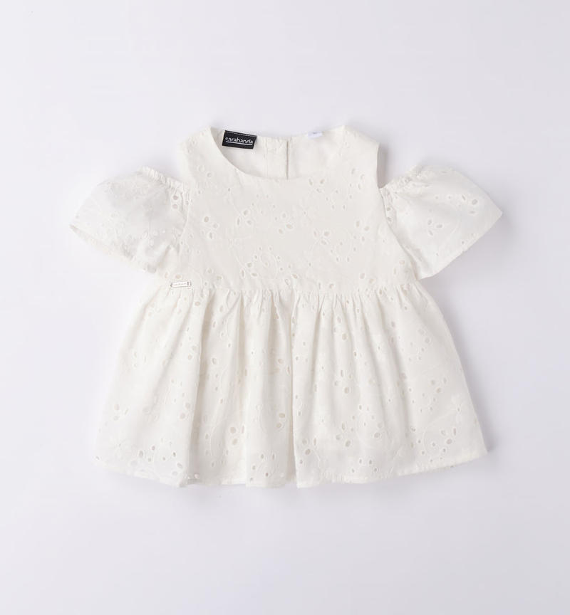 Sarabanda broderie anglaise top for girls from 9 months to 8 years PANNA-0112
