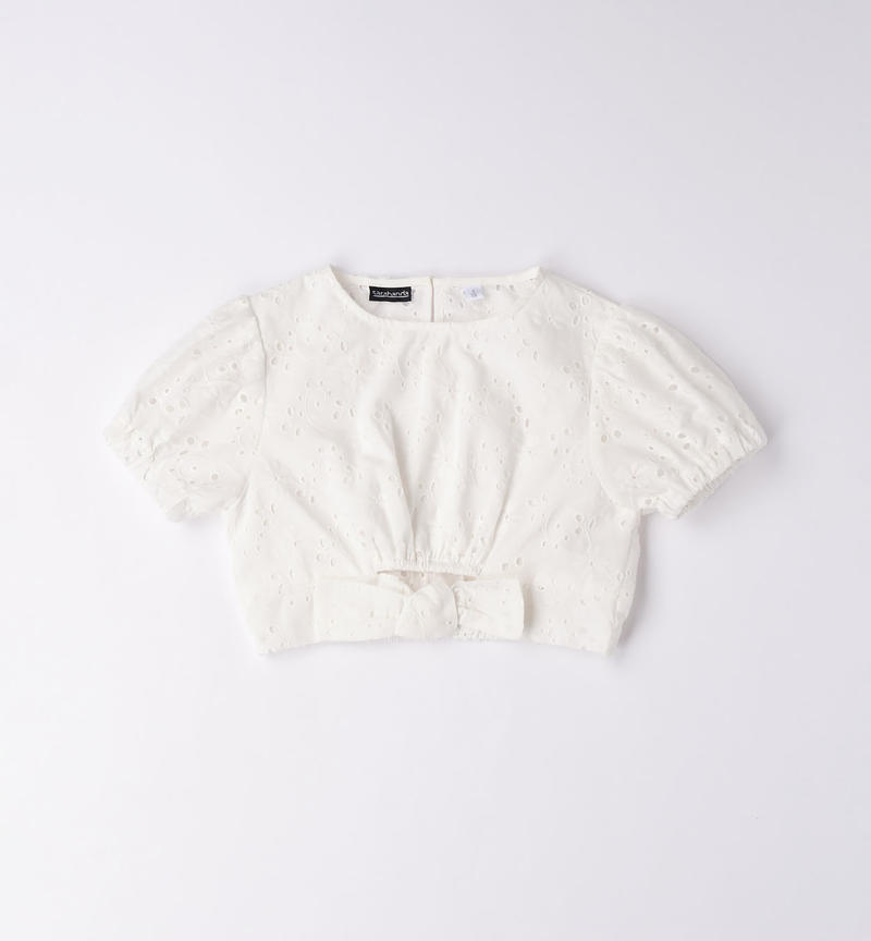 Sarabanda broderie anglaise shirt for girls from 8 to 16 years PANNA-0112