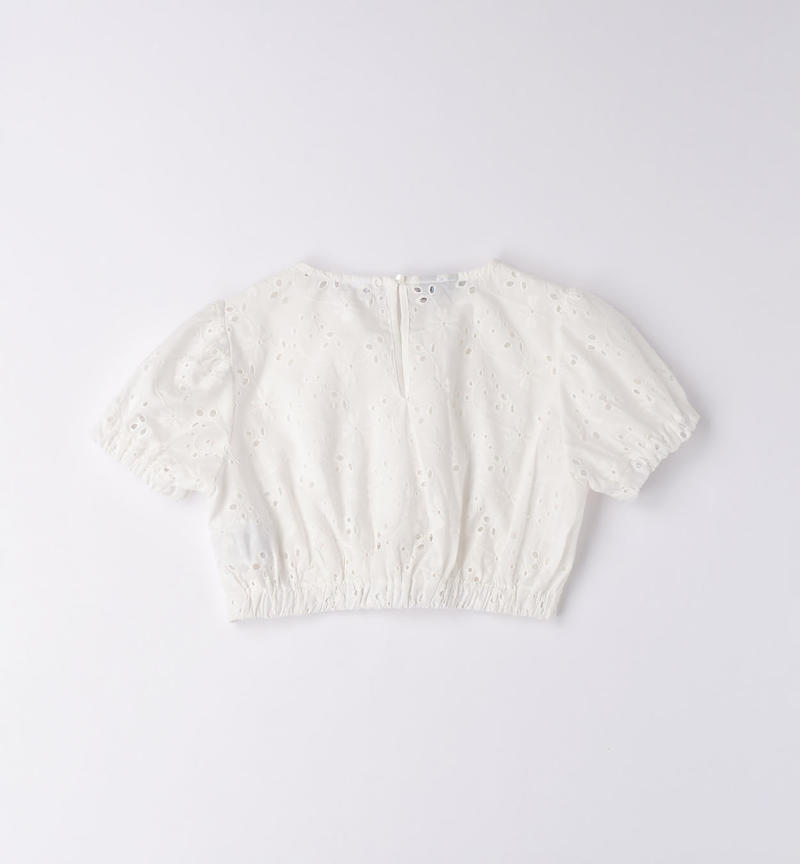 Sarabanda broderie anglaise shirt for girls from 8 to 16 years PANNA-0112