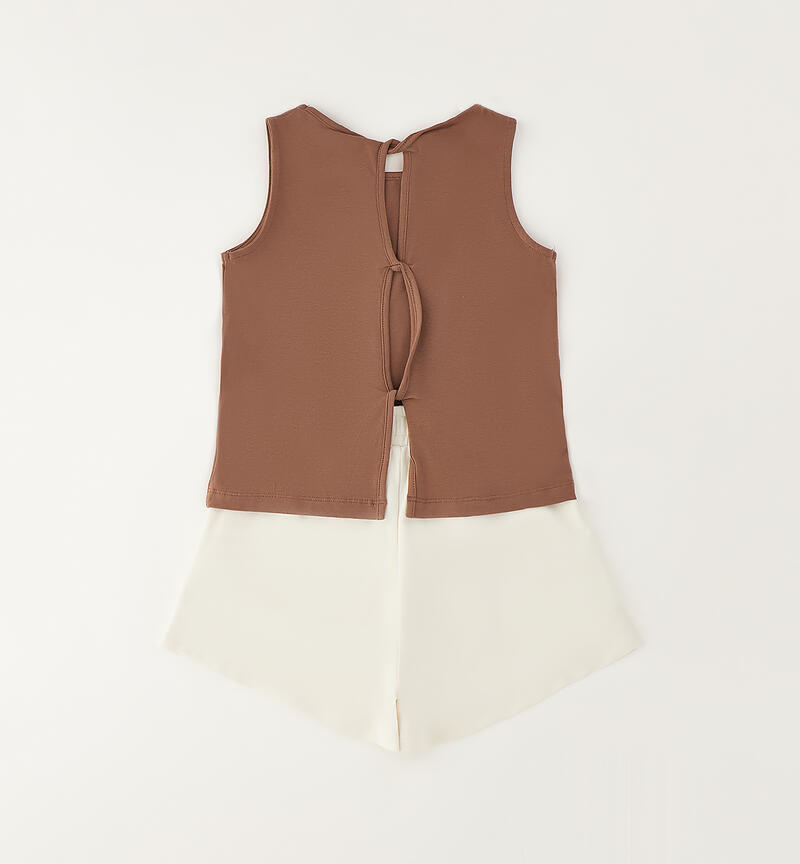 Tank Top and Shorts for Girls BROWN-1213