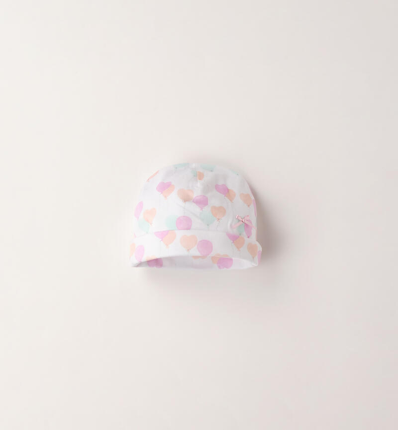 Cappellino per neonata BIANCO-ROSA-6BZV