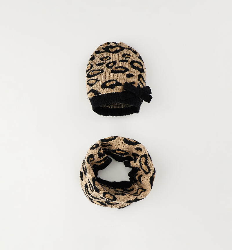 Cappello e sciarpa per bambina BEIGE-0734