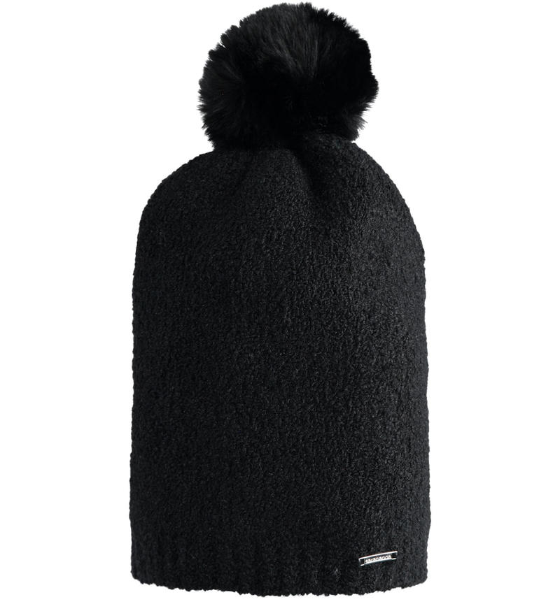 Cappello ragazza con pompon da 8 a 16 anni Sarabanda NERO-0658