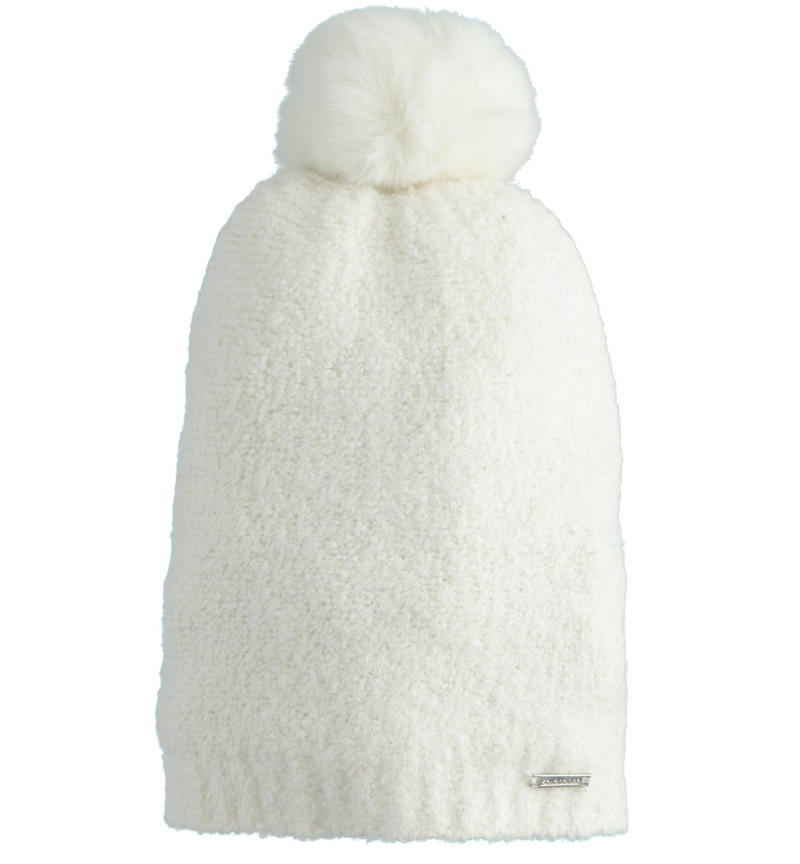 Cappello ragazza con pompon da 8 a 16 anni Sarabanda PANNA-0112