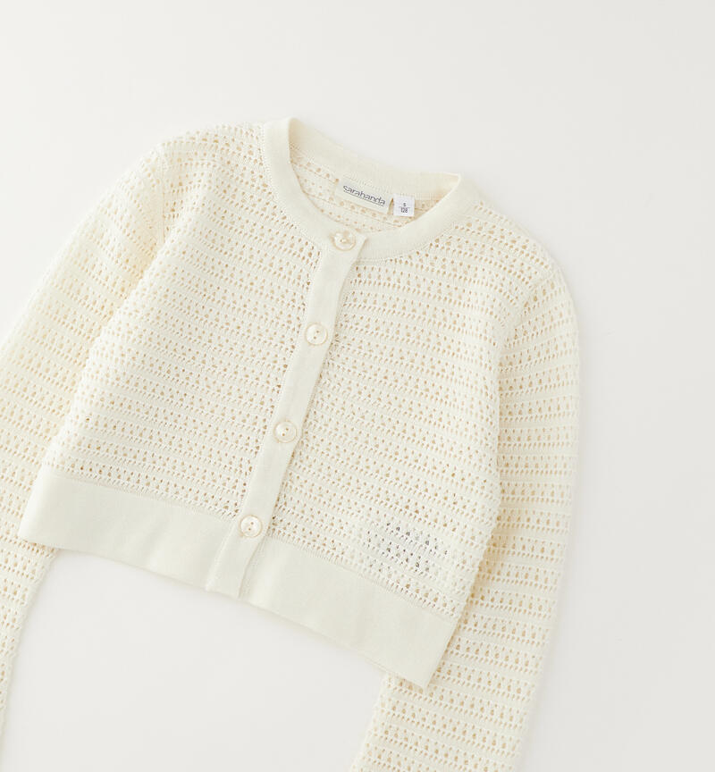 100% cotton cardigan for girls LIGHT BEIGE -0129