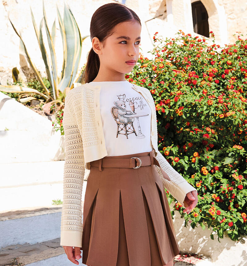 100% cotton cardigan for girls LIGHT BEIGE -0129