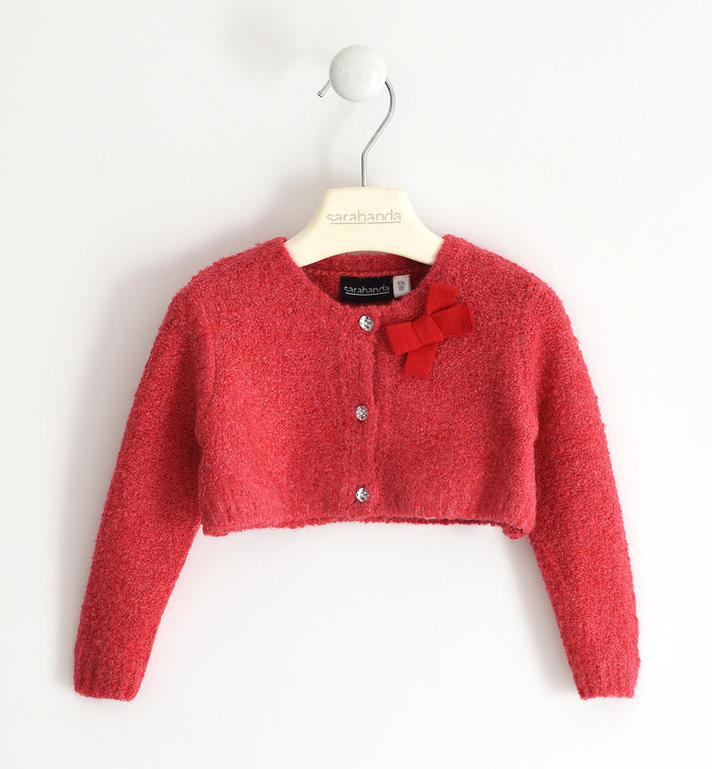 Sarabanda girl's cardigan with bow from 9 months to 8 years ROSSO-2253