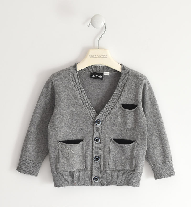Sarabanda boy s knit cardigan from 9 months to 8 years GRIGIO MELANGE-8967